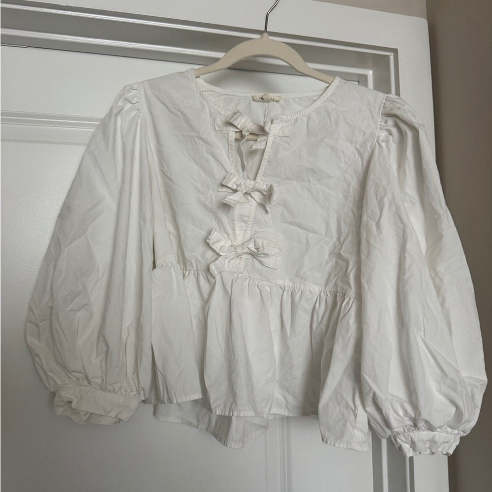 White Bow-Detail Blouse